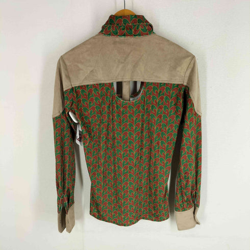エムワイオービーエヌワイシー M.Y.O.B NYC RETRO BUTTON UP SHIRT フェイクスエード×ベルベット 切り替え カットアウトシャツ レディース FREE