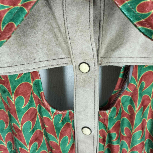 エムワイオービーエヌワイシー M.Y.O.B NYC RETRO BUTTON UP SHIRT フェイクスエード×ベルベット 切り替え カットアウトシャツ レディース FREE