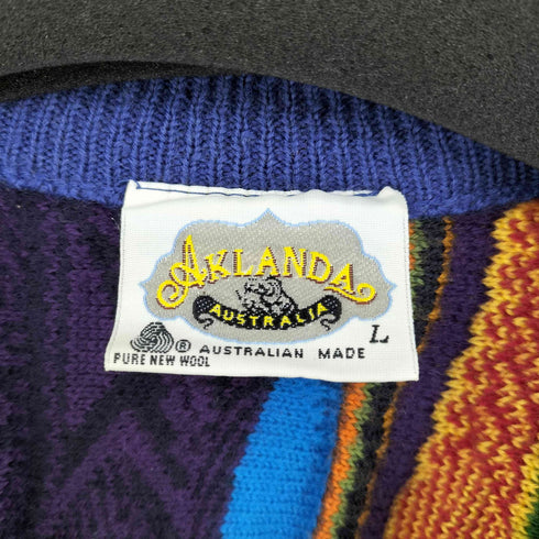AKLANDA MADE IN AUSTRALIA マルチカラー3D ウールニットカーディガン メンズ import:L