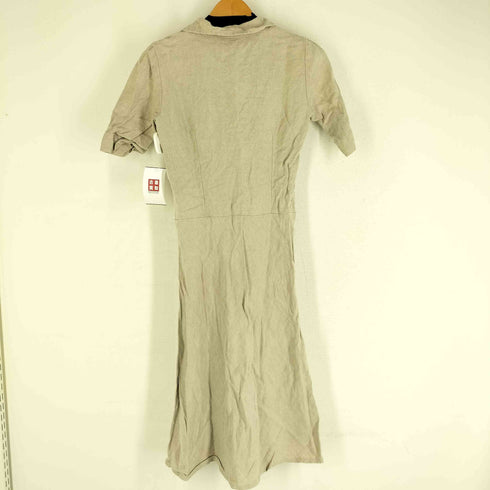 アニエスベー agnes b. 90-2000s フランス製 リネン100% オープンカラー ミニシャツワンピース レディース FR:36