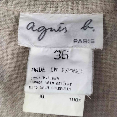 アニエスベー agnes b. 90-2000s フランス製 リネン100% オープンカラー ミニシャツワンピース レディース FR:36