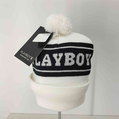 プレイボーイ PLAYBOY PL-KNCP01 ロゴ刺繍ボンボンビーニー メンズ