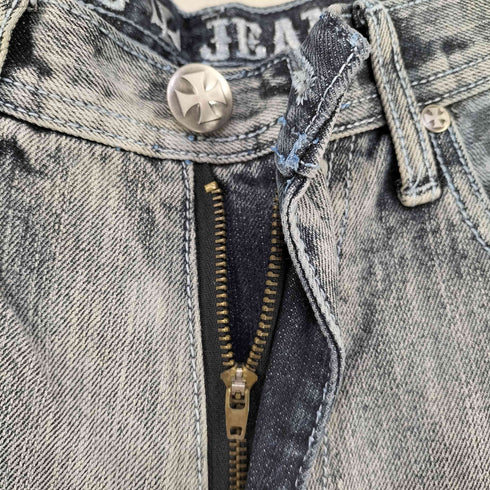 PAG JEANS DEATH KNIGHT スカル ストレートデニムパンツ メンズ