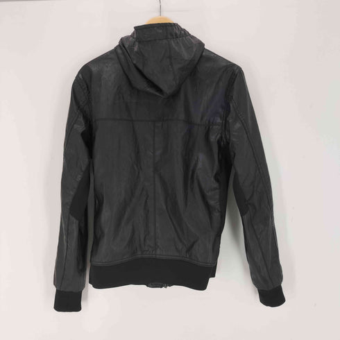ザラ ZARA エコレザー ジップフーディー メンズ