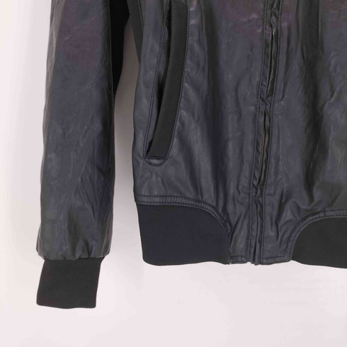 ザラ ZARA エコレザー ジップフーディー メンズ
