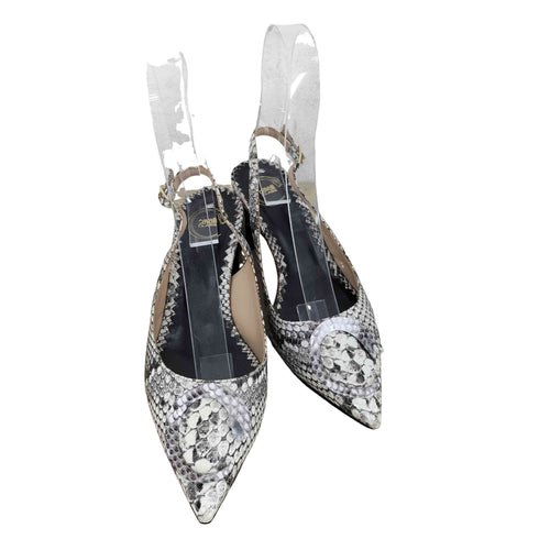CAVALLI CLASS MADE IN ITALY パイソン柄 VIBRAMソール ヒールパンプス レディース JPN:39