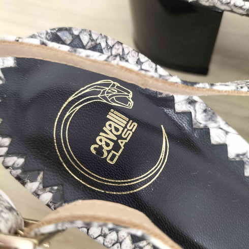 CAVALLI CLASS MADE IN ITALY パイソン柄 VIBRAMソール ヒールパンプス レディース JPN:39