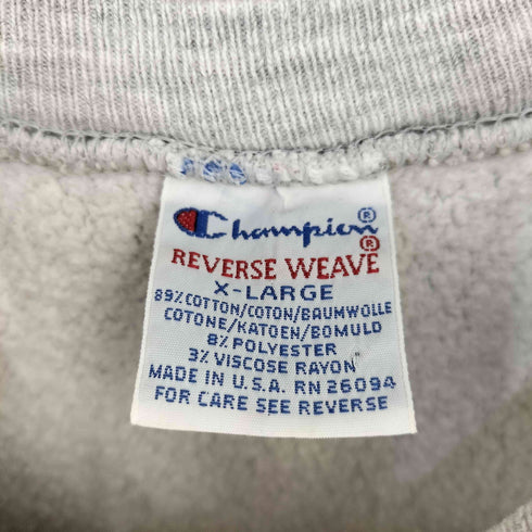 チャンピオン Champion 90s 刺繍タグ MADE IN USA 袖目あり フロント2段プリント 霜降りスウェット ホッケー メンズ import:XL