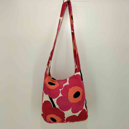 マリメッコ marimekko ウニッコレッド キャンバスショルダーバッグ レディース