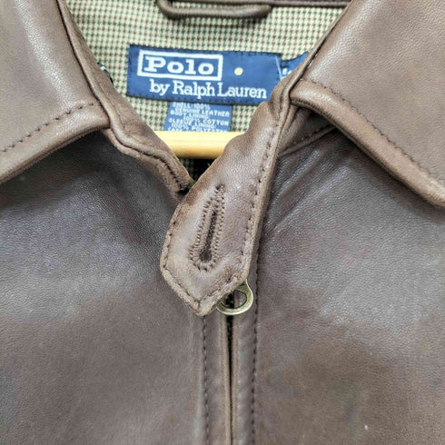 ポロバイラルフローレン Polo by RALPH LAUREN 90S 裏地千鳥格子 レザースウィングトップ メンズ import:L