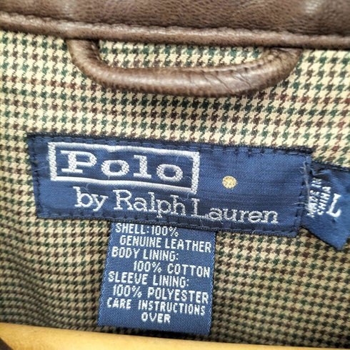 ポロバイラルフローレン Polo by RALPH LAUREN 90S 裏地千鳥格子 レザースウィングトップ メンズ import:L