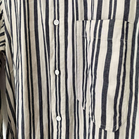 ナイジェルケーボン NIGEL CABOURN リネン100 ストライプロングシャツ メンズ JPN:48