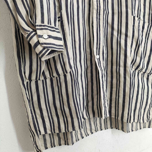ナイジェルケーボン NIGEL CABOURN リネン100 ストライプロングシャツ メンズ JPN:48