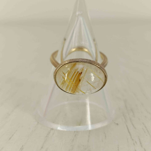 ODUL moon walk ring 925刻印 ゴールデンルチルクォーツリング レディース 8号