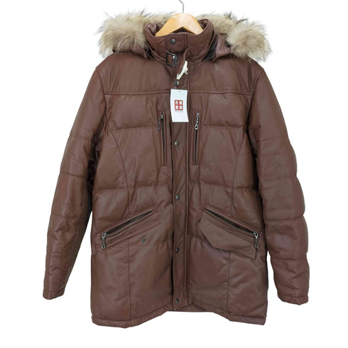 メイルアンドコー MALE & Co. 毛皮フード付きレザーダウンコート レディース JPN:52