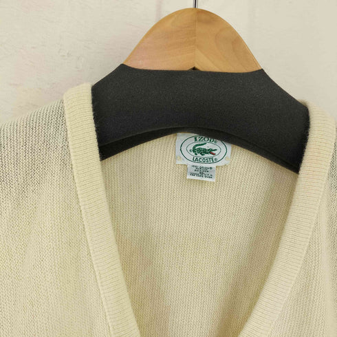 アイゾッドラコステ IZOD LACOSTE 80-90s MADE IN USA フロントワッペン アクリルVネックニット メンズ import:XL