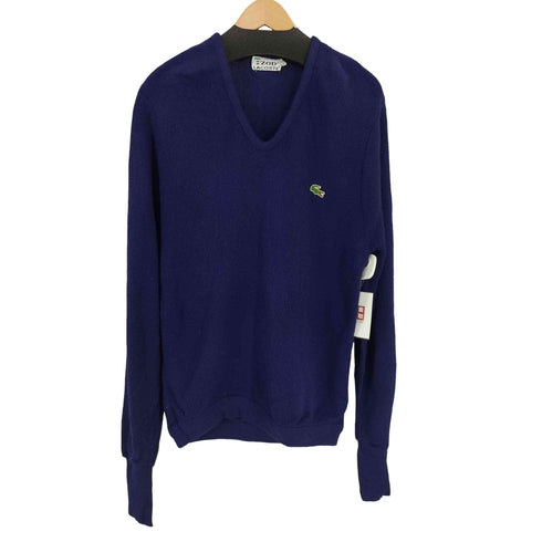 アイゾッドラコステ IZOD LACOSTE 70s 赤 糸巻タグ フロントロゴワッペン アクリルVネックニット メンズ import:M