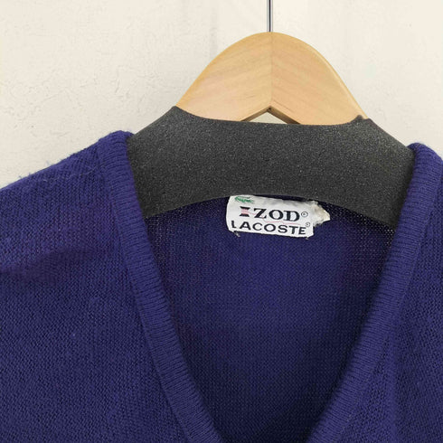 アイゾッドラコステ IZOD LACOSTE 70s 赤 糸巻タグ フロントロゴワッペン アクリルVネックニット メンズ import:M