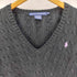 ラルフローレンスポーツ RALPH LAUREN SPORT ポニー 刺繍 Vネック コットン ケーブルニット レディース import:XL