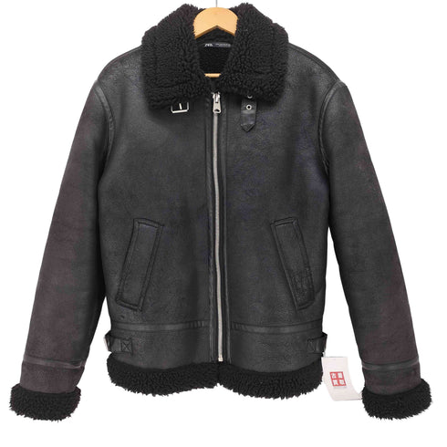 ザラ ZARA エコムートン ボア ジャケット メンズ import:M