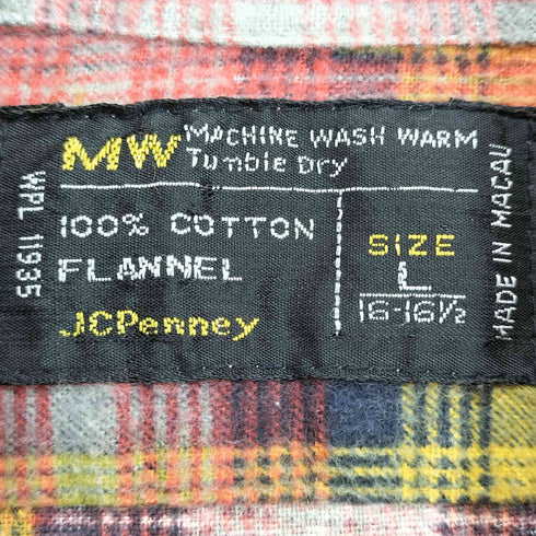 ジェーシーペニー JC Penney 70s チェックネルL/Sシャツ メンズ 16-161/2