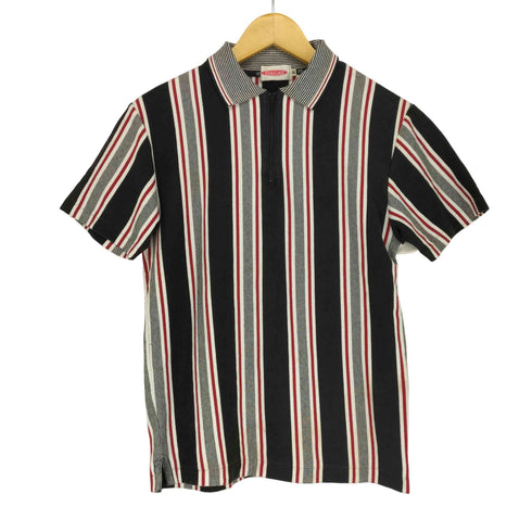 ixi:z ストライプコットンハーフジップS/S ポロシャツ メンズ JPN:M
