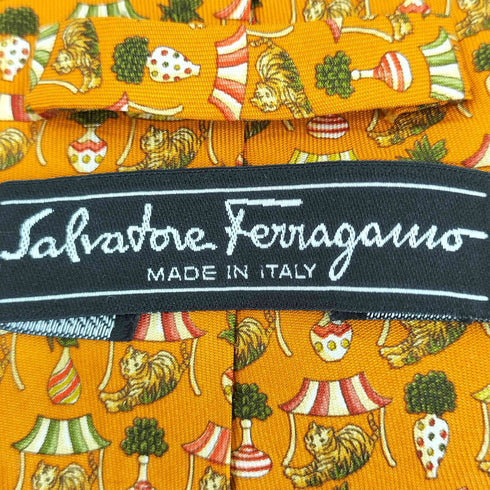 サルヴァトーレフェラガモ Salvatore Ferragamo 虎柄シルクネクタイ メンズ