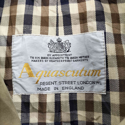 アクアスキュータム AQUASCUTUM 70-80S 英国製 Aqua 5 裏地チェック ステンカラーコート バルマカーンコート メンズ