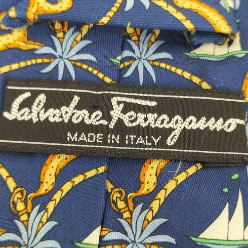 サルヴァトーレフェラガモ Salvatore Ferragamo ヨットデザインシルクネクタイ メンズ