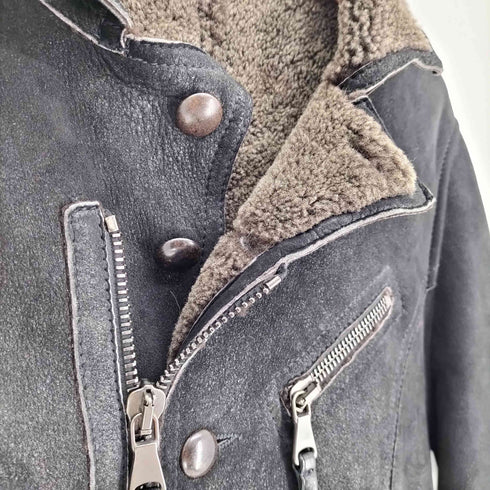 GARRETT イタリア製 リアルレザー ムートン ロング コート メンズ EUR:48