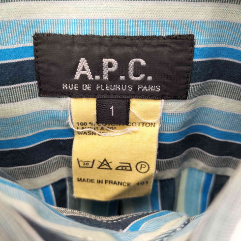 アーペーセー A.P.C. 90S フランス製 ストライプ ボタンダウン S/S シャツ メンズ 1