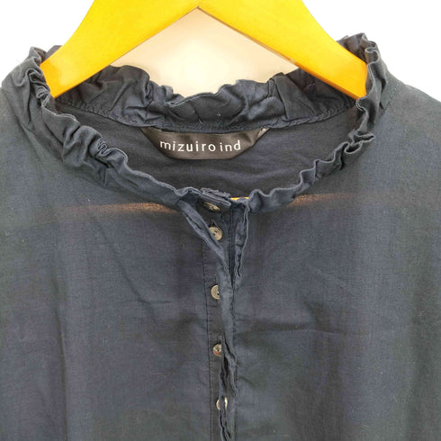 ミズイロインド mizuiro ind 24AW ギャザーネックシャツ レディース FREE