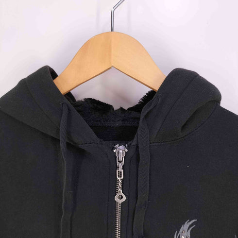ハーレーダビッドソン HARLEY-DAVIDSON フード裏ボア 両面 刺繍 プリント ラインストーン スタッズ ジップアップパーカー レディース import:L