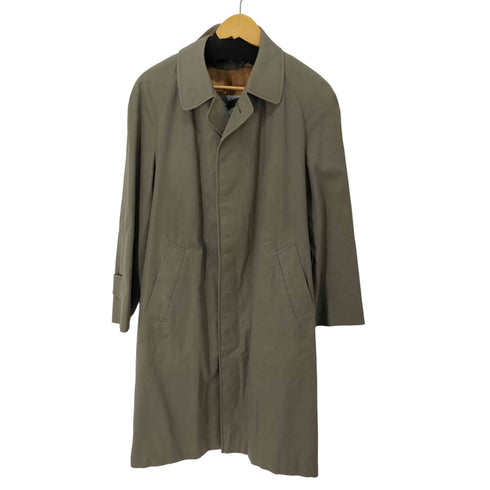 アクアスキュータム AQUASCUTUM 80S 英国製 チェックライナー付 比翼ステンカラーコート 玉虫 タマムシ メンズ