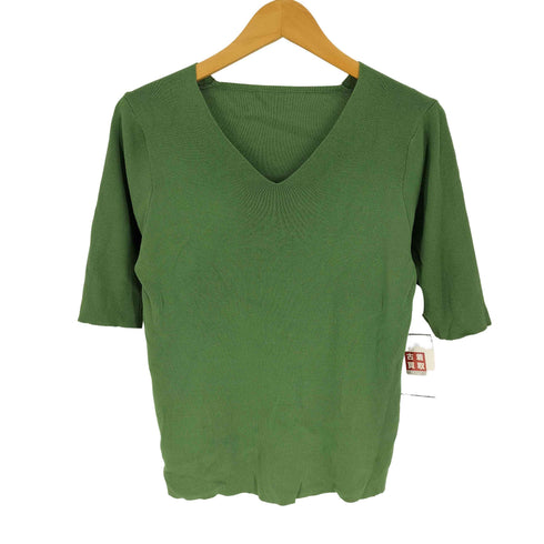 エヌナチュラルビューティーベーシック N.NATURAL BEAUTY BASIC 22SS 総針 Vネック 5分袖ニット レディース JPN:M