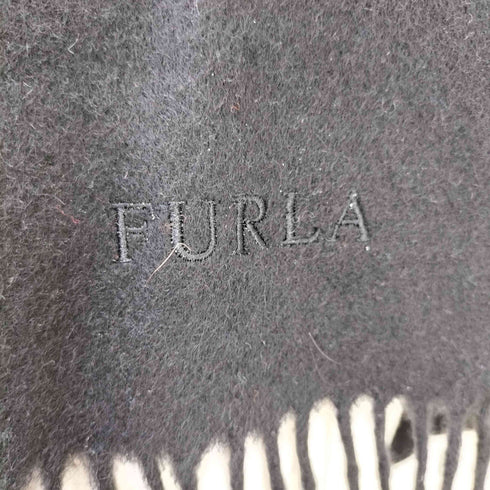 フルラ FURLA ロゴ刺繍 大判 フリンジマフラー レディース