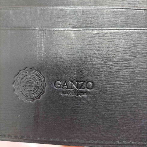 ガンゾ GANZO レザー二つ折り長財布 エンボスロゴ メンズ