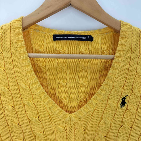 ラルフローレンスポーツ RALPH LAUREN SPORT ポニー刺繍 Vネック ケーブルニット レディース import:S