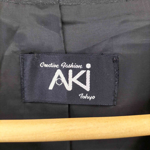 AKI TOKYO シルク100% ノーカラー 3Bテーラードジャケット レディース