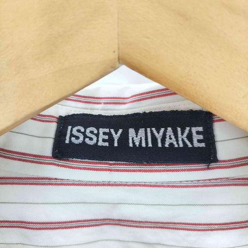 イッセイミヤケ ISSEY MIYAKE フラップポケット ストライプ柄シャツ メンズ
