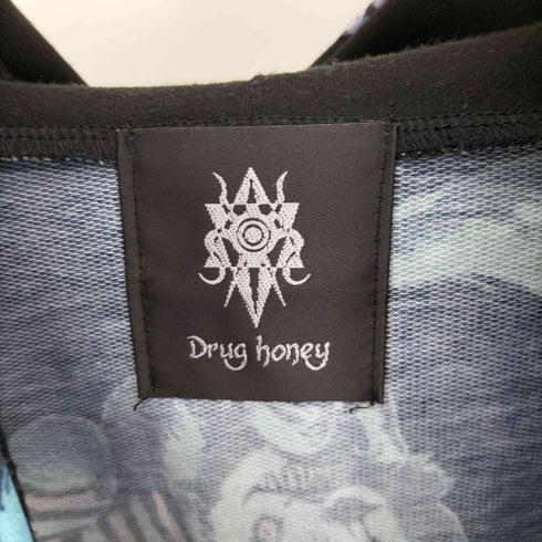 ドラッグハニー Drug honey スケルトン チェシャ 総柄 パーカー レディース