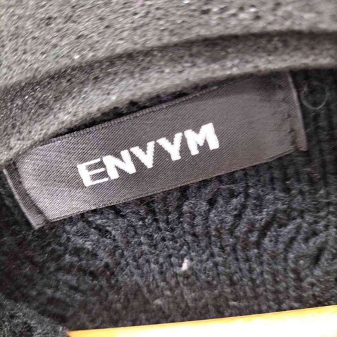 アンビー ENVYM フロントロゴ クロップドニットジップフーディー レディース
