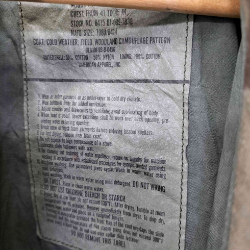 ユーエスアーミー U.S. ARMY 90S 93年会計 M-65 COAT COLD WEATHER FIELD WODLAND CAMOFLAGE PATTERN メンズ LARGE-REGULAR