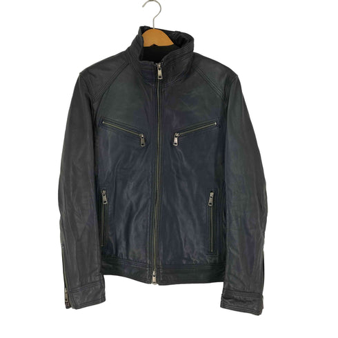 バーバリーブラックレーベル BURBERRY BLACK LABEL シングルライダースジャケット 羊革 メンズ JPN:L