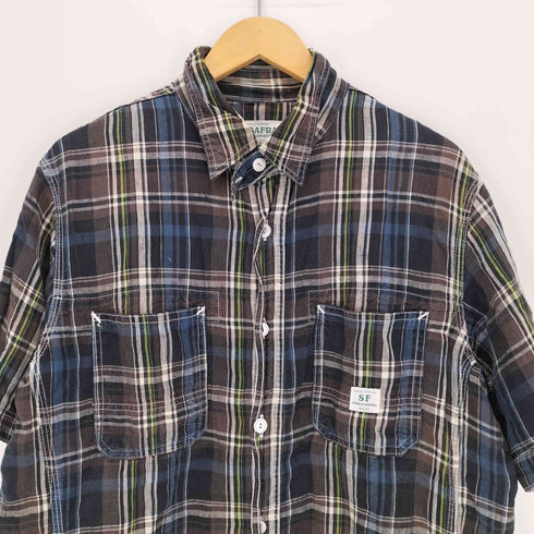 ササフラス SASSAFRAS リネン 半袖チェックシャツ メンズ JPN:M
