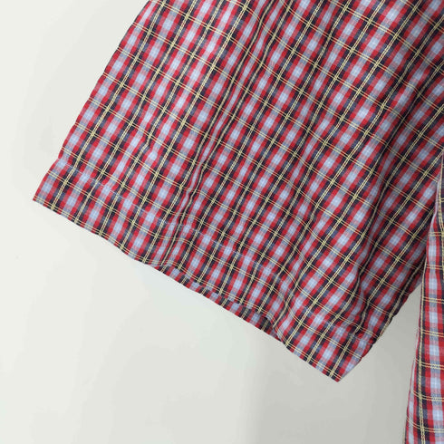 トミーヒルフィガー TOMMY HILFIGER 80'S 2ply fabric 半袖 ボタンダウン チェックシャツ メンズ import:L