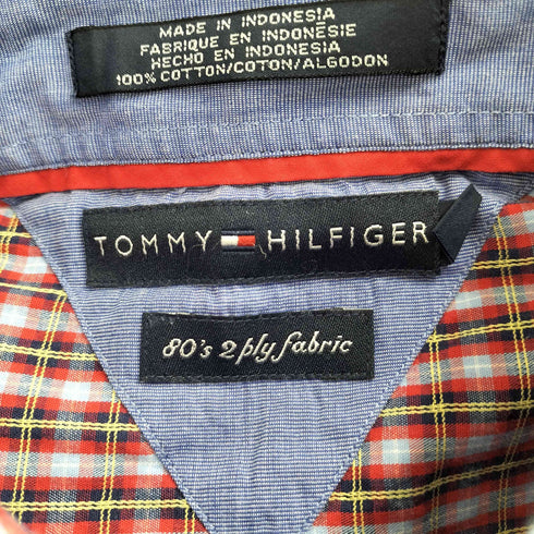 トミーヒルフィガー TOMMY HILFIGER 80'S 2ply fabric 半袖 ボタンダウン チェックシャツ メンズ import:L