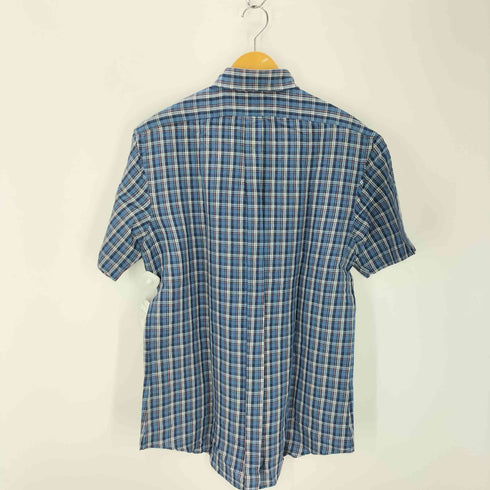 ラルフローレン RALPH LAUREN CUSTOM FIT リネン混 半袖 チェック ボタンダウンシャツ メンズ import:L