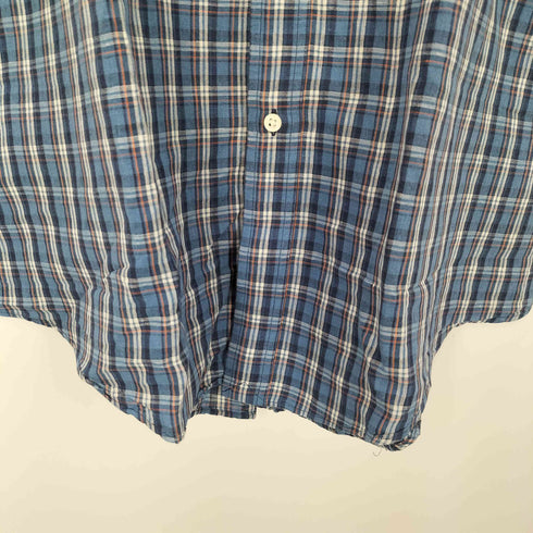 ラルフローレン RALPH LAUREN CUSTOM FIT リネン混 半袖 チェック ボタンダウンシャツ メンズ import:L