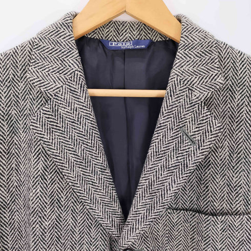 ポロバイラルフローレン Polo by RALPH LAUREN 三角タグ 3B ヘリンボーン テーラードジャケット メンズ L